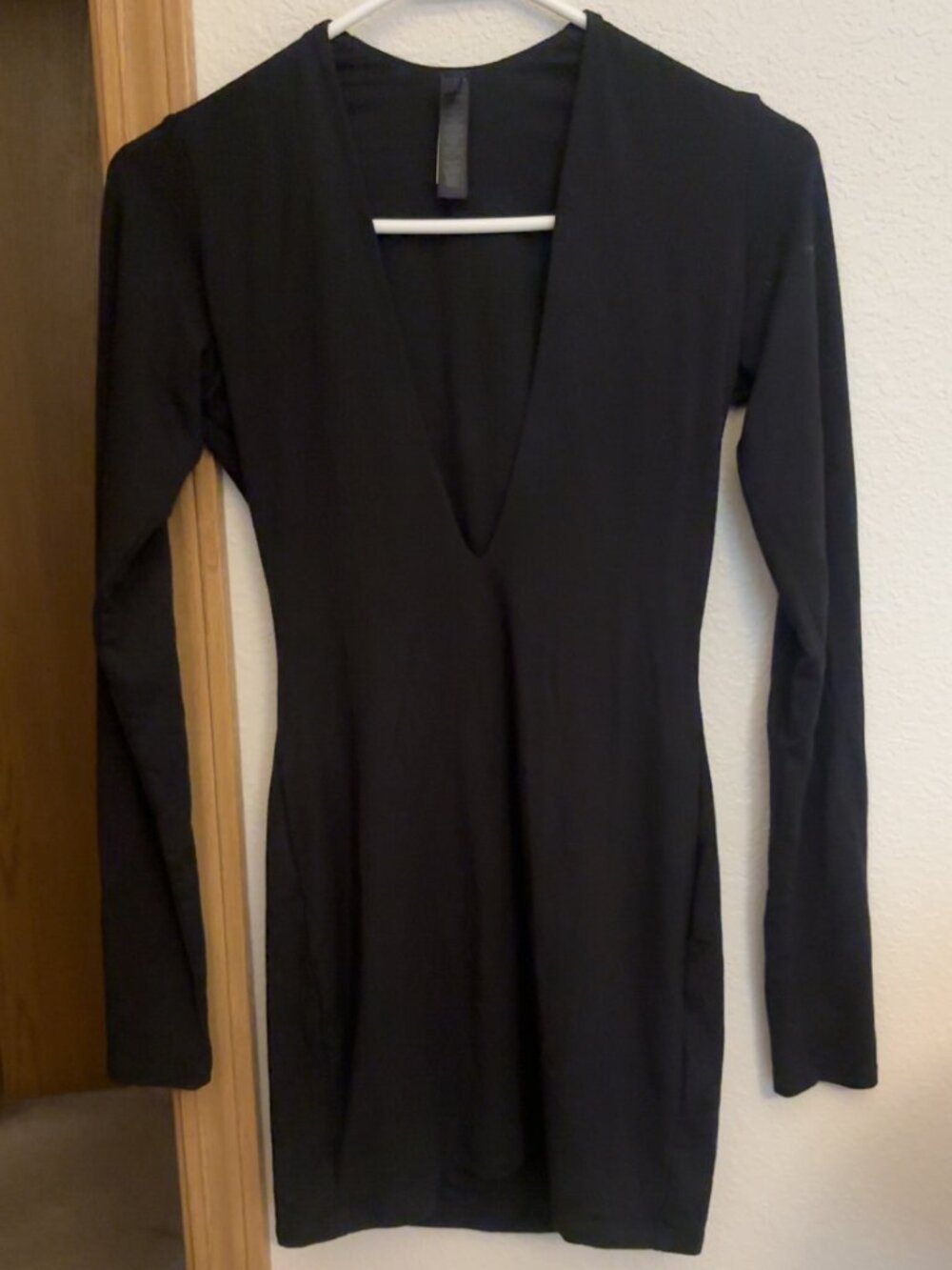 Skims Smooth Layers Plunge Mini Dress Obsidian